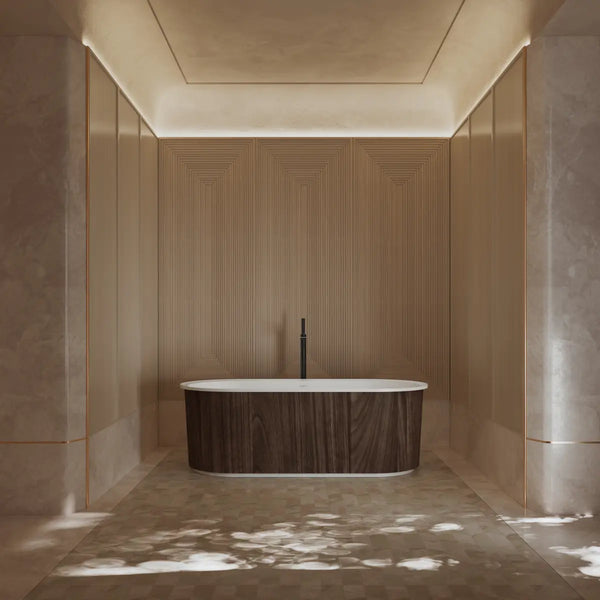 MonBlari TW-M21 Wood Veneer Acrylic Freestanding Bathtub 1700mm