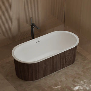 MonBlari TW-M21 Wood Veneer Acrylic Freestanding Bathtub 1700mm