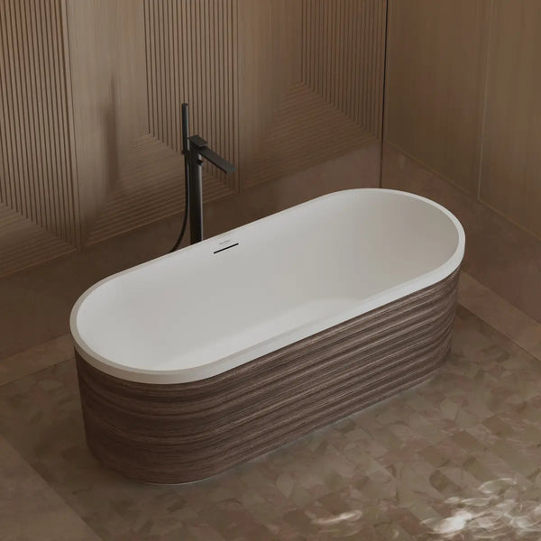 MonBlari TW-M51 Wood Veneer Acrylic Freestanding Bathtub 1700mm