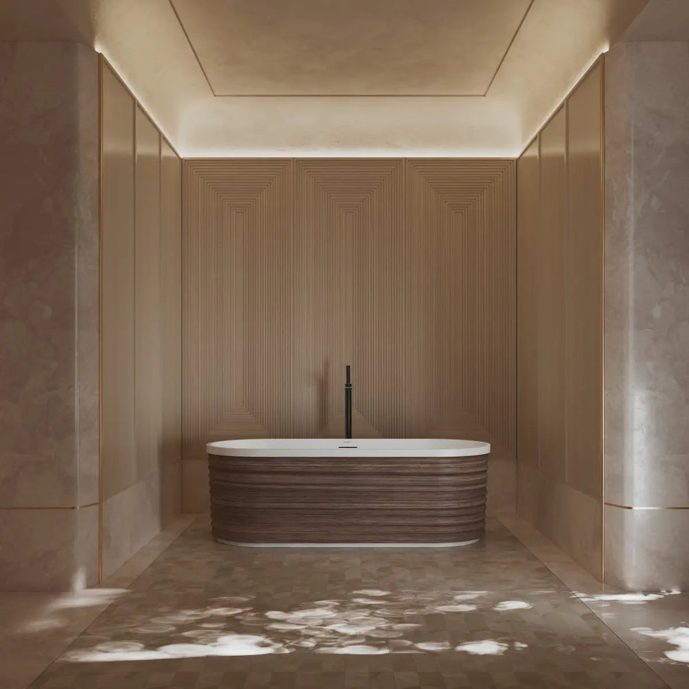 MonBlari TW-M51 Wood Veneer Acrylic Freestanding Bathtub 1700mm