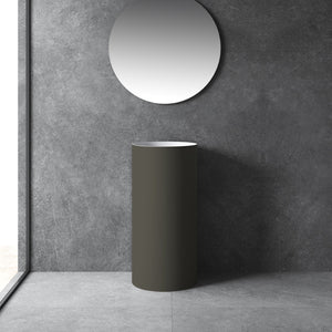 16 Inch MonBlari Solid Surface Vessel Bowl Sink Pedestal Sink TWZ201MW-Gray