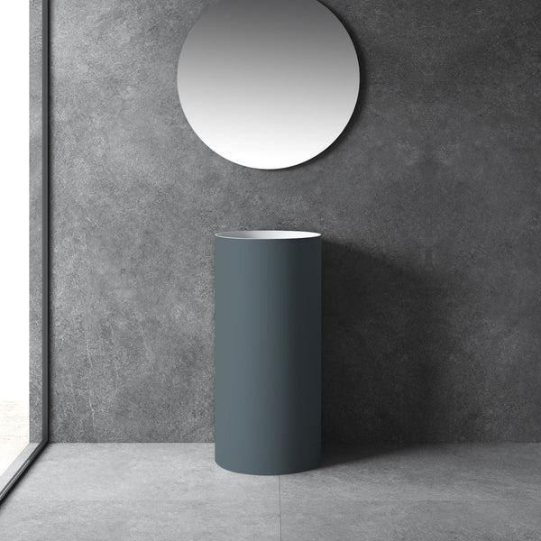 16 Inch MonBlari Solid Surface Vessel Bowl Sink Pedestal Sink TWZ201MW-DarkBlue
