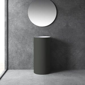 16 Inch MonBlari Solid Surface Vessel Bowl Sink Pedestal Sink TWZ201MW-DarkGray