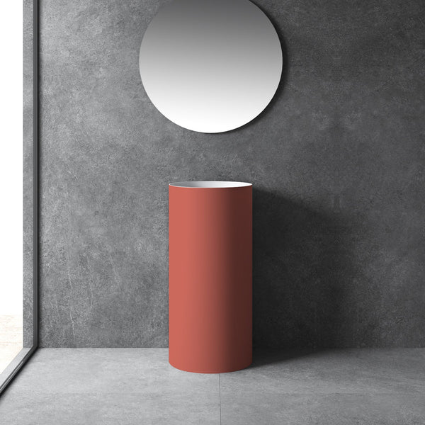 16 Inch MonBlari Solid Surface Vessel Bowl Sink Pedestal Sink TWZ201MW-Terracotta Red