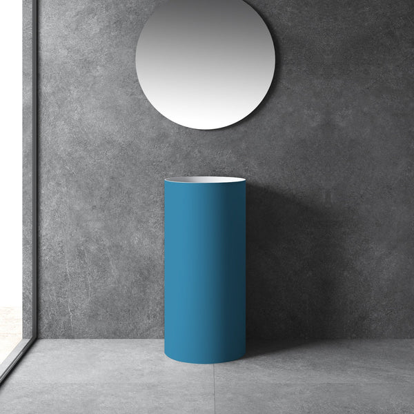 16 Inch MonBlari Solid Surface Vessel Bowl Sink Pedestal Sink TWZ201MW-Blue