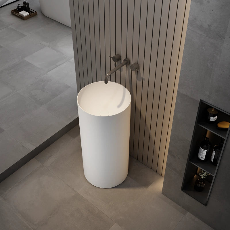 MonBlari TW-Z201 Solid Surface Bathroom Pedestal Sink