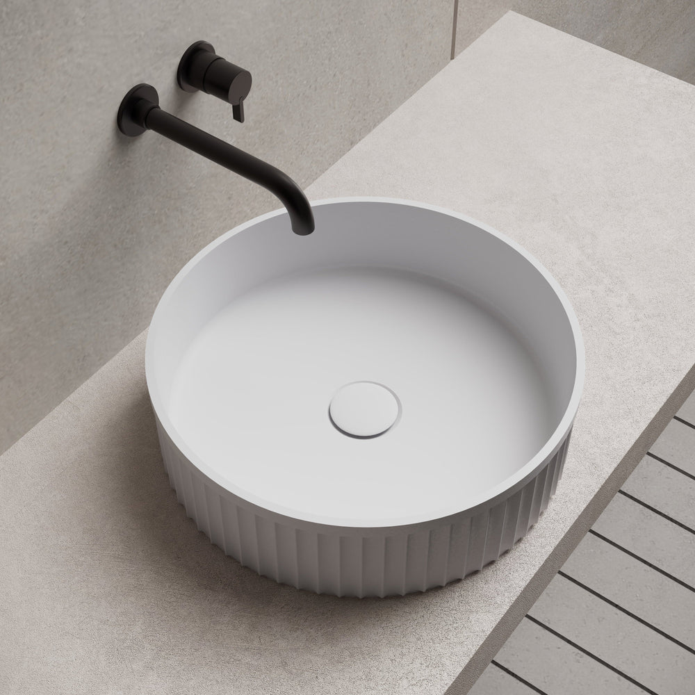 16 Inch MonBlari Solid Surface Vessel Bowl Sink Bathroom Sink TWA8129MW-FrontView