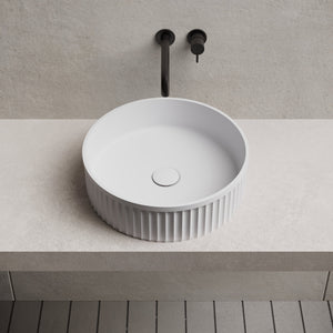 16 Inch MonBlari Solid Surface Vessel Bowl Sink Bathroom Sink TWA8129MW-FrontTopView