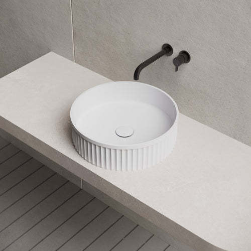 16 Inch MonBlari Solid Surface Vessel Bowl Sink Bathroom Sink TWA8129MW-RightTopView