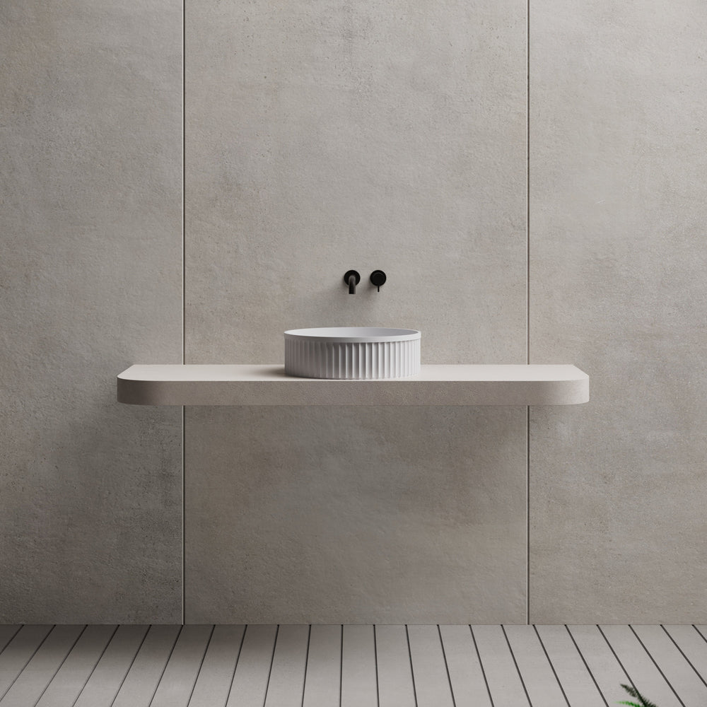 16 Inch MonBlari Solid Surface Vessel Bowl Sink Bathroom Sink TWA8129MW-FrontView