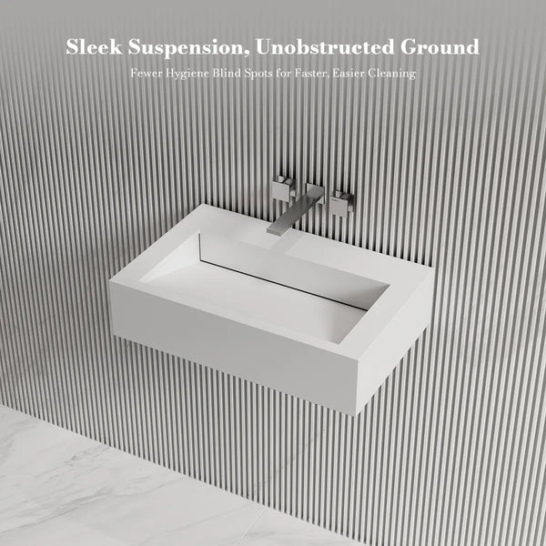 MonBlari TW-G272 Solid Surface Wall Mount Sink Bathroom Wash Basin 600mm