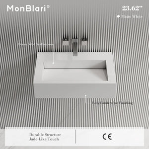 MonBlari TW-G272 Solid Surface Wall Mount Sink Bathroom Wash Basin 600mm