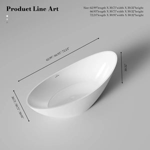 MonBlari XA-118 White Acrylic Single Slipper Bathtub 1835mm