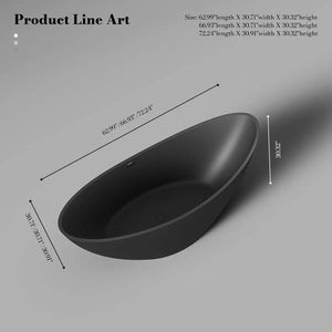 MonBlari XA-118 Black Acrylic Single Slipper Bathtub 1835mm