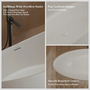MonBlari XA-118 White Acrylic Single Slipper Bathtub 1835mm
