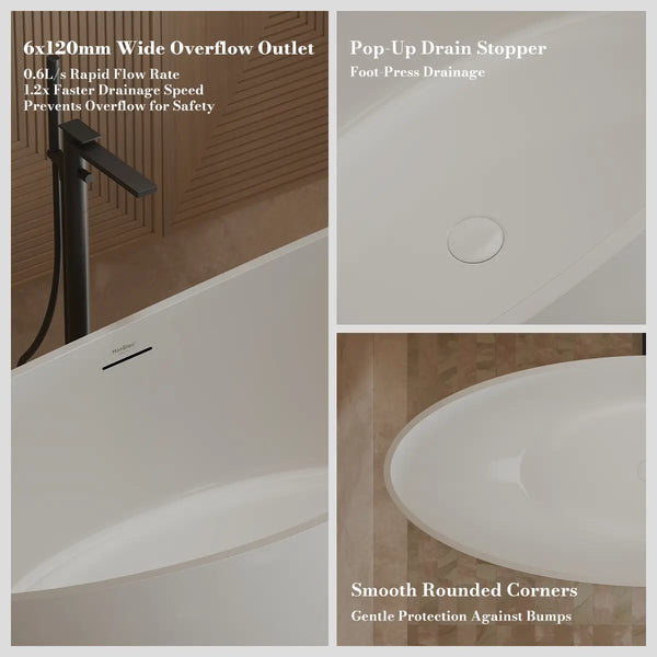 MonBlari XA-118 White Acrylic Single Slipper Bathtub 1835mm