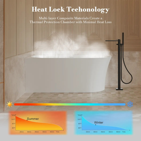 MonBlari XA-190L White Acrylic Corner Bathtub 1500mm - 1700mm
