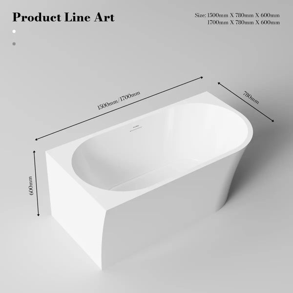 MonBlari XA-190L White Acrylic Corner Bathtub 1500mm - 1700mm