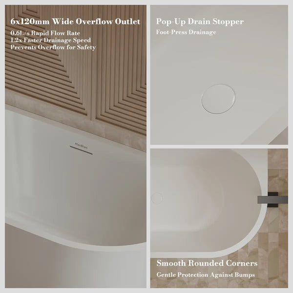 MonBlari XA-190L White Acrylic Corner Bathtub 1500mm - 1700mm