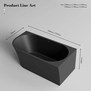 MonBlari XA-190R Black Acrylic Corner Bathtub 1500mm - 1700mm