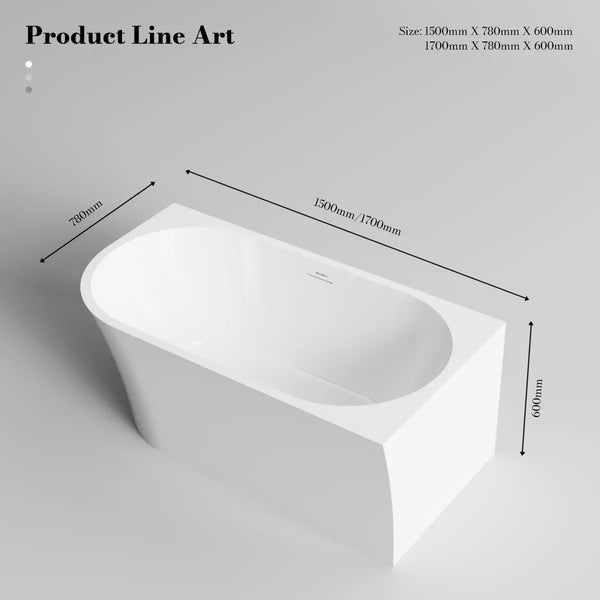 MonBlari XA-190R White Acrylic Corner Bathtub 1500mm - 1700mm