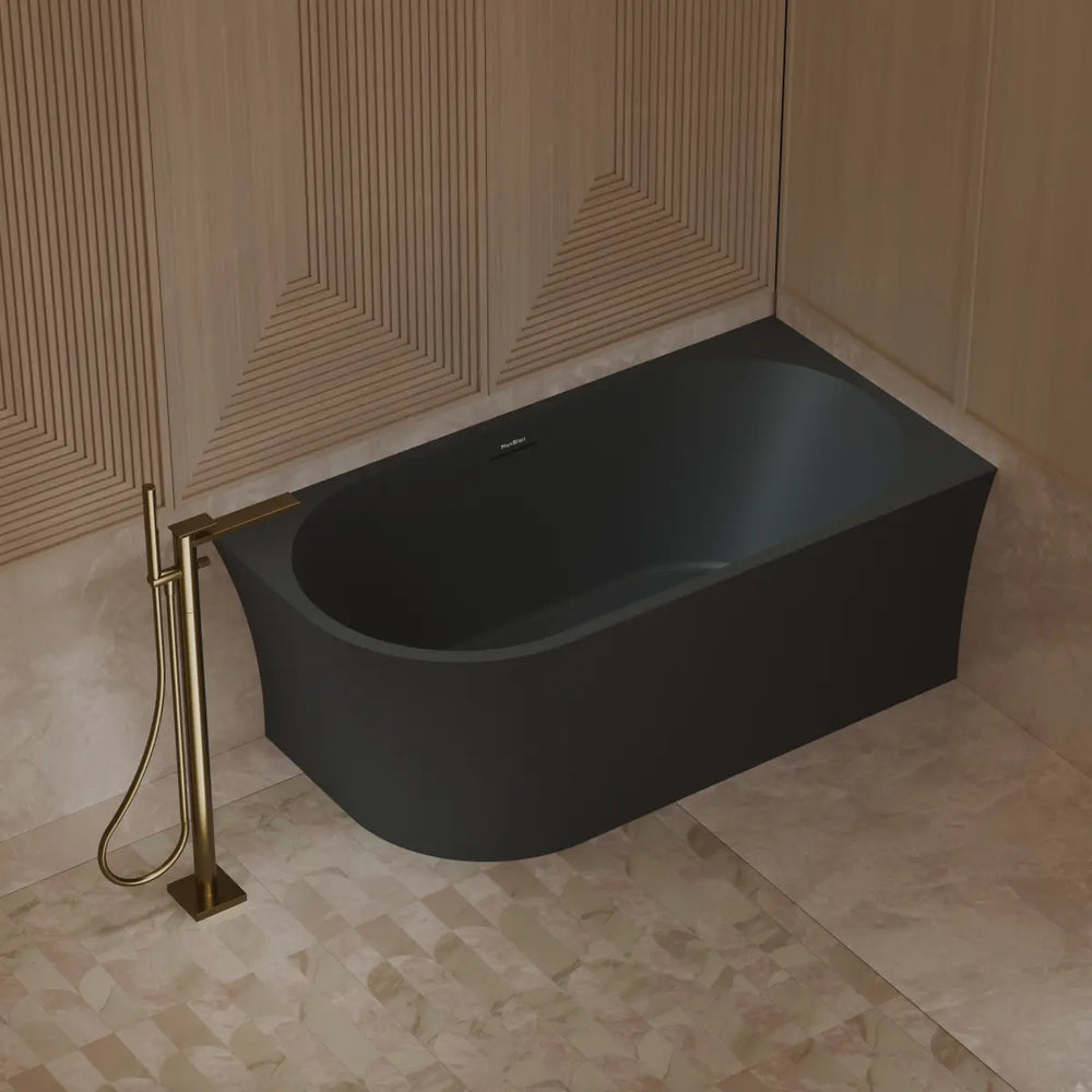 MonBlari XA-190R Black Acrylic Corner Bathtub 1500mm - 1700mm