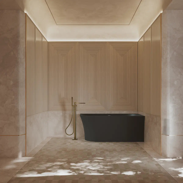 MonBlari XA-190R Black Acrylic Corner Bathtub 1500mm - 1700mm