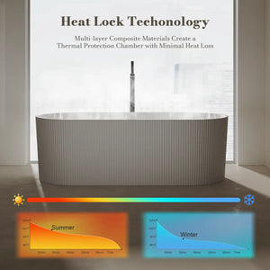 MonBlari TW-8301 White Solid Surface Freestanding Bathtub 1700mm