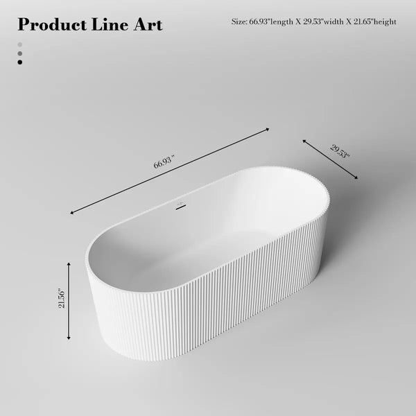 MonBlari TW-8301 White Solid Surface Freestanding Bathtub 1700mm