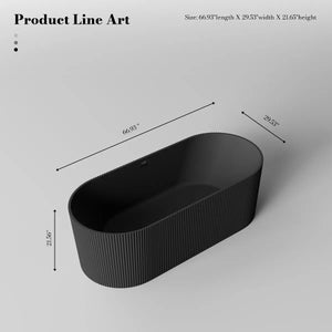 MonBlari TW-8301 Black Solid Surface Freestanding Bathtub 1700mm