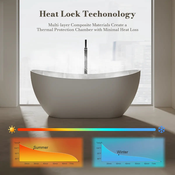 MonBlari TW-8505 Solid Surface Double Slipper Bathtub 1500mm - 1700mm