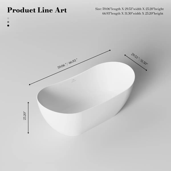 MonBlari TW-8505 Solid Surface Double Slipper Bathtub 1500mm - 1700mm