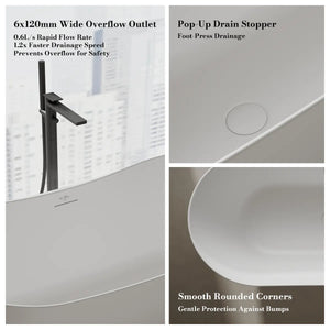 MonBlari TW-8505 Solid Surface Double Slipper Bathtub 1500mm - 1700mm