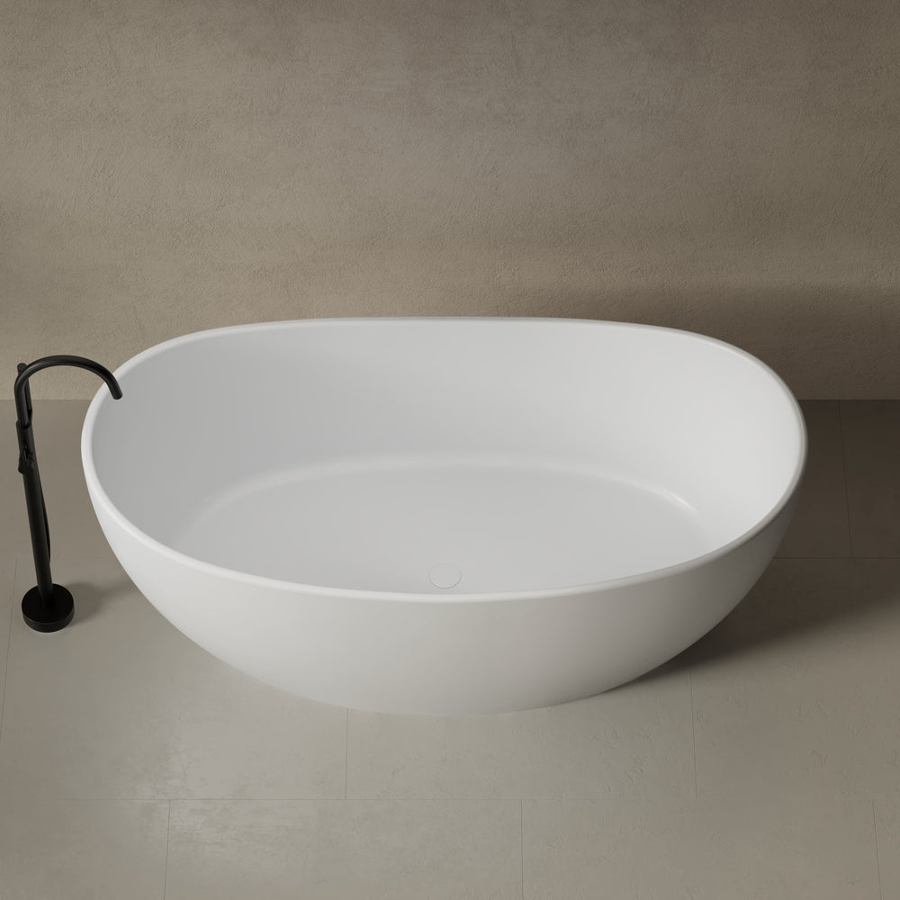 64.2 Inch MonBlari Solid Surface Freestanding Bathtub-FrontView