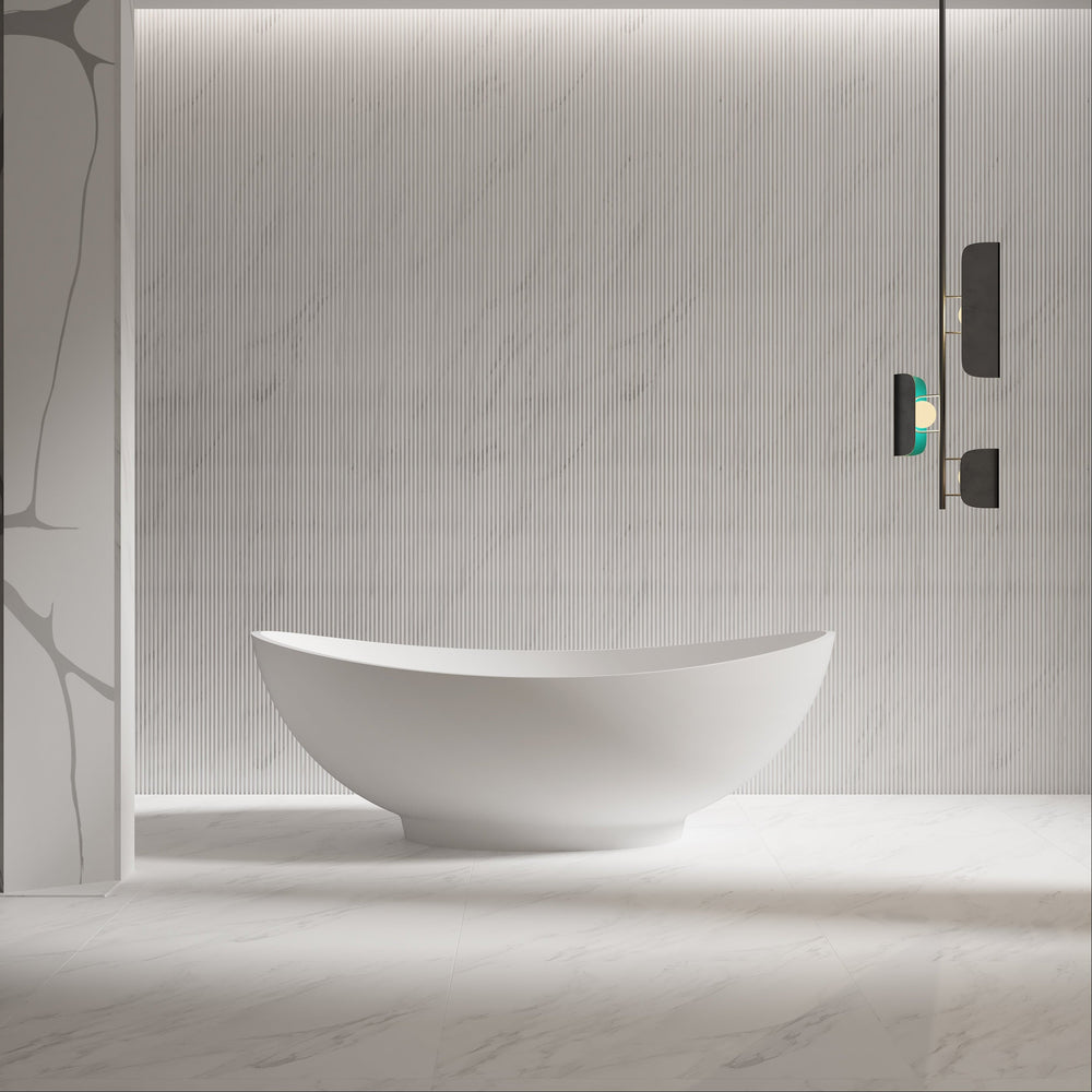 63 Inch MonBlari Solid Surface Freestanding Bathtub XA-8805-MW XA8805MW-FrontView
