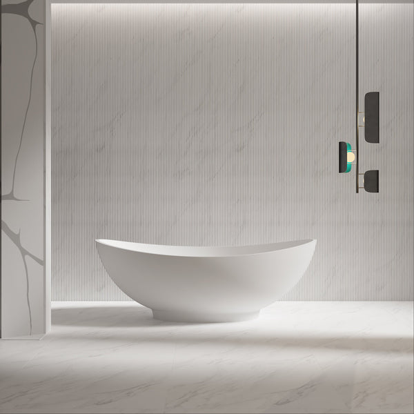 63 Inch MonBlari Solid Surface Freestanding Bathtub XA-8805-MW XA8805MW-FrontView