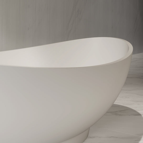63 Inch MonBlari Solid Surface Freestanding Bathtub XA-8805-MW XA8805MW-FrontCloseUp