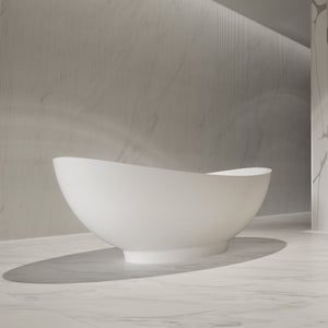 63 Inch MonBlari Solid Surface Freestanding Bathtub XA-8805-MW XA8805MW-LeftSide