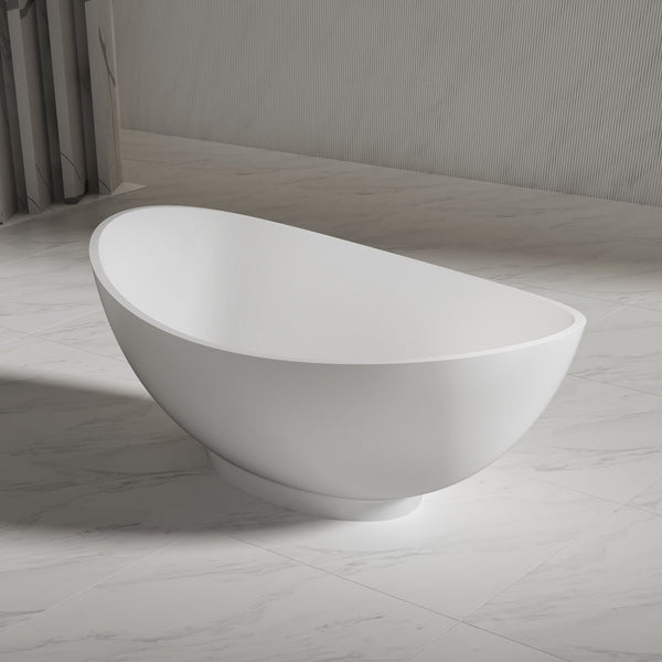63 Inch MonBlari Solid Surface Freestanding Bathtub XA-8805-MW XA8805MW-RightSide