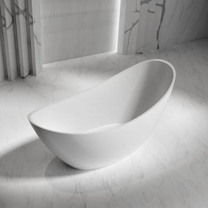 73 Inch MonBlari Solid Surface Freestanding Bathtub XA-8816-MW XA8816MW-LeftSide