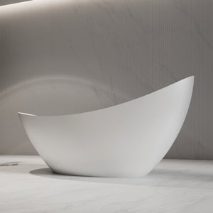 73 Inch MonBlari Solid Surface Freestanding Bathtub XA-8816-MW XA8816MW-RightSide