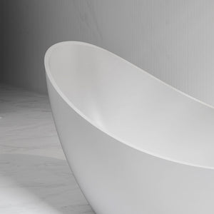 73 Inch MonBlari Solid Surface Freestanding Bathtub XA-8816-MW XA8816MW-FrontCloseUp