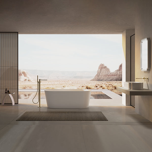 MonBlari XA-8860 White Solid Surface Freestanding Bathtub 1550mm - 1650mm