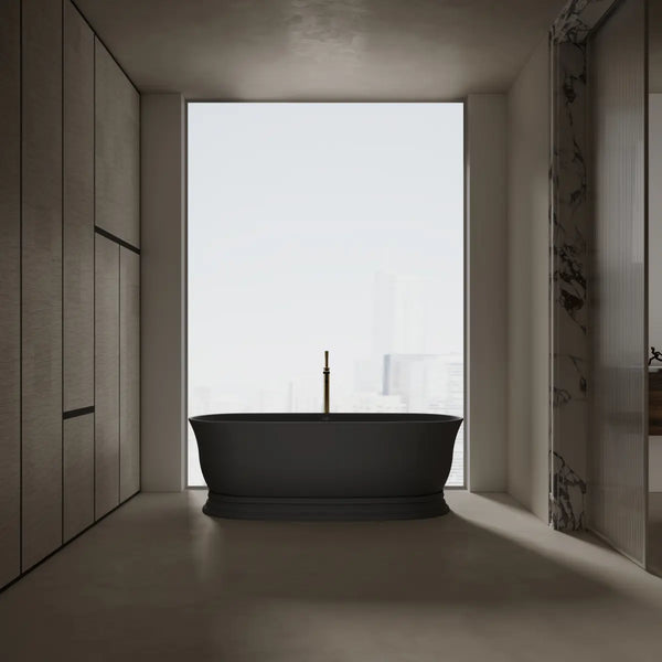 MonBlari XA-8898 Black Solid Surface Freestanding Bathtub 1800mm