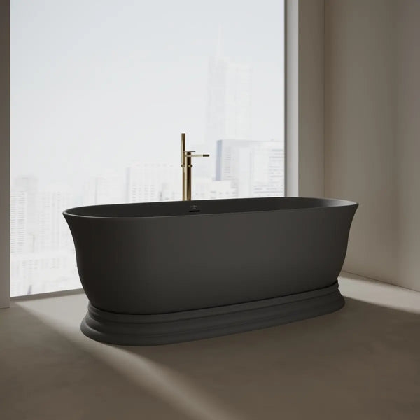 MonBlari XA-8898 Black Solid Surface Freestanding Bathtub 1800mm