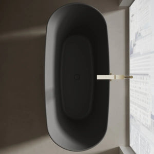 MonBlari XA-8898 Black Solid Surface Freestanding Bathtub 1800mm