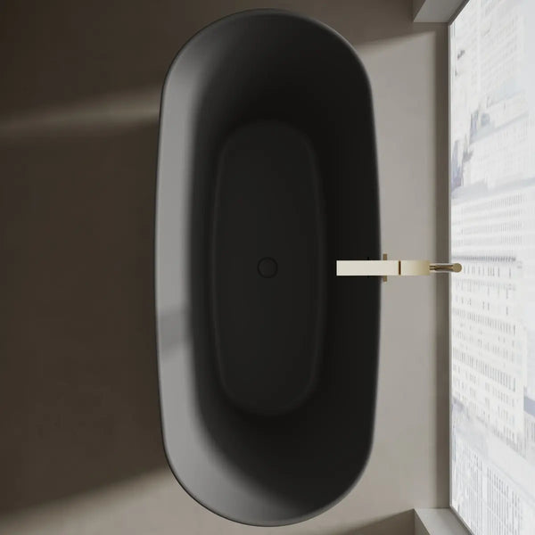 MonBlari XA-8898 Black Solid Surface Freestanding Bathtub 1800mm