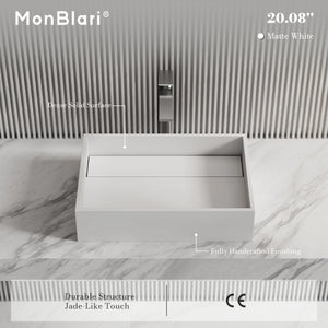 MonBlari XA-A32B Rectangular Solid Surface Vessel Sink Bathroom Sink 510mm - 600mm