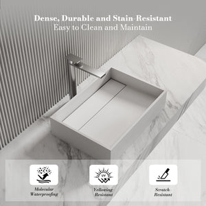 MonBlari XA-A32B Rectangular Solid Surface Vessel Sink Bathroom Sink 510mm - 600mm