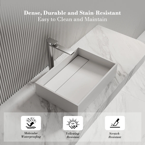 MonBlari XA-A32B Rectangular Solid Surface Vessel Sink Bathroom Sink 510mm - 600mm